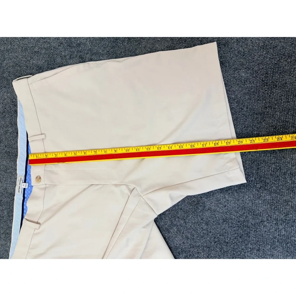 Peter Millar Mens Performance Golf Shorts 42 Stone Beige Flat Front Polyester